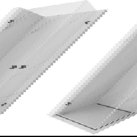 Mexen Lunar-B Duo Duschkabine, schwenkbar, 90 x 80 cm, transparent, gebürstet in Gun Gray - 832-090L-080P-66-00
