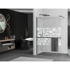 Mexen Kioto+ shower wall with Walk-in shelf 130 x 200 cm, white pattern, black - 800-130-121-70-85