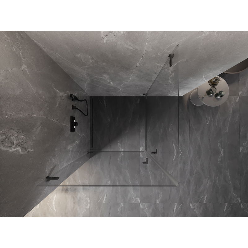 Mexen Lunar-B Duo cabina doccia ad anta battente 95 x 95 cm, trasparente, grigio fucile spazzolato - 832-095L-095P-66-00