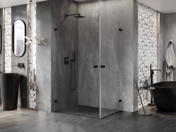 Mexen Lunar-B Duo sklopiva tuš kabina 80 x 70 cm, prozirna, crna - 832-080L-070P-70-00
