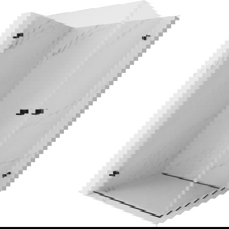 Mexen Lunar-B Duo scharnierende douchecabine 90 x 75 cm, transparant, zwart - 832-090L-075P-70-00