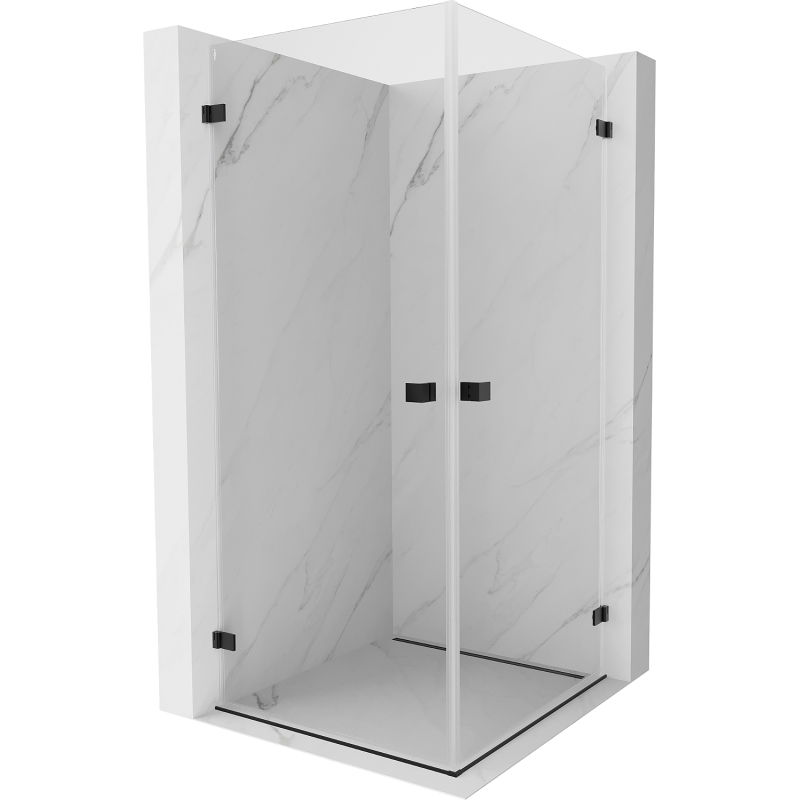 Mexen Lunar-B Duo Duschkabine schwenkbar 80 x 80 cm, transparent, schwarz - 832-080L-080P-70-00