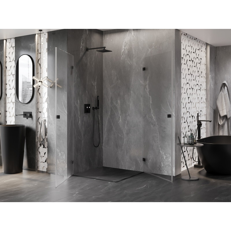 Mexen Lunar-B Duo hinged dušikabiin 85 x 85 cm, läbipaistev, must - 832-085L-085P-70-00