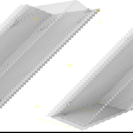 Mexen Lunar-B L 80 x 80 cm käännettävä suihkukoppi vasen, läpinäkyvä, harjattu kulta - 832L-080-080-55-00-L