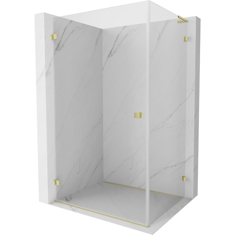 Mexen Lunar-B L kabina prysznicowa uchylna lewa 95 x 80 cm, transparent, złota szczotkowana - 832L-095-080-55-00-L