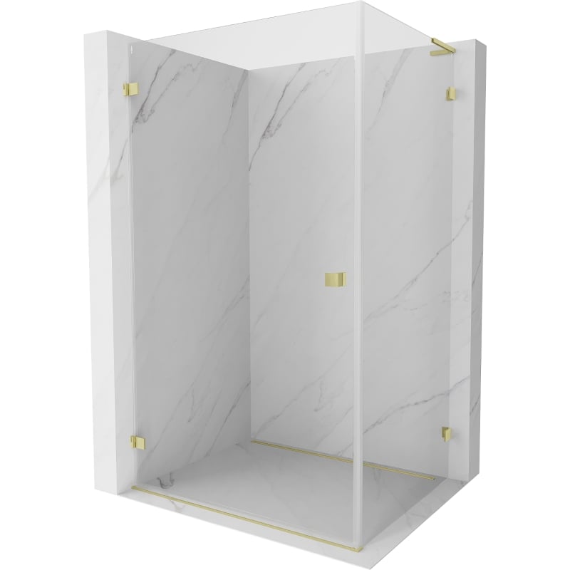 Mexen Lunar-B L left hinged shower cabin 95 x 80 cm, transparent, brushed gold - 832L-095-080-55-00-L