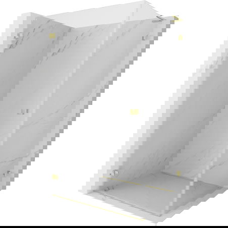 Mexen Lunar-B L duschkabin svängd vänster 100 x 80 cm, transparent, borstad guld - 832L-100-080-55-00-L