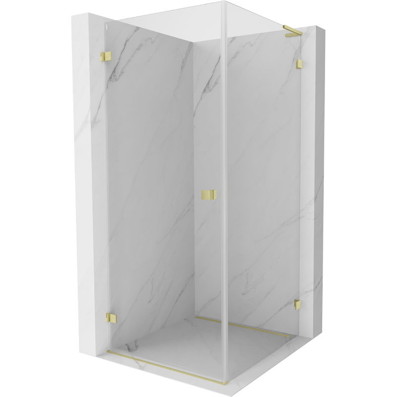 Mexen Lunar-B L Duschkabine zum Aufklappen links 90 x 90 cm, transparent, gebürstetes Gold - 832L-090-090-55-00-L