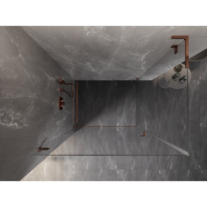 Mexen Lunar-B L Hinged Shower Enclosure Left 90 x 70 cm, Transparent, Rose Gold - 832L-090-070-60-00-L