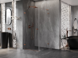 Mexen Lunar-B L Duschkabine schwenkbar links 80 x 80 cm, transparent, Roségold - 832L-080-080-60-00-L