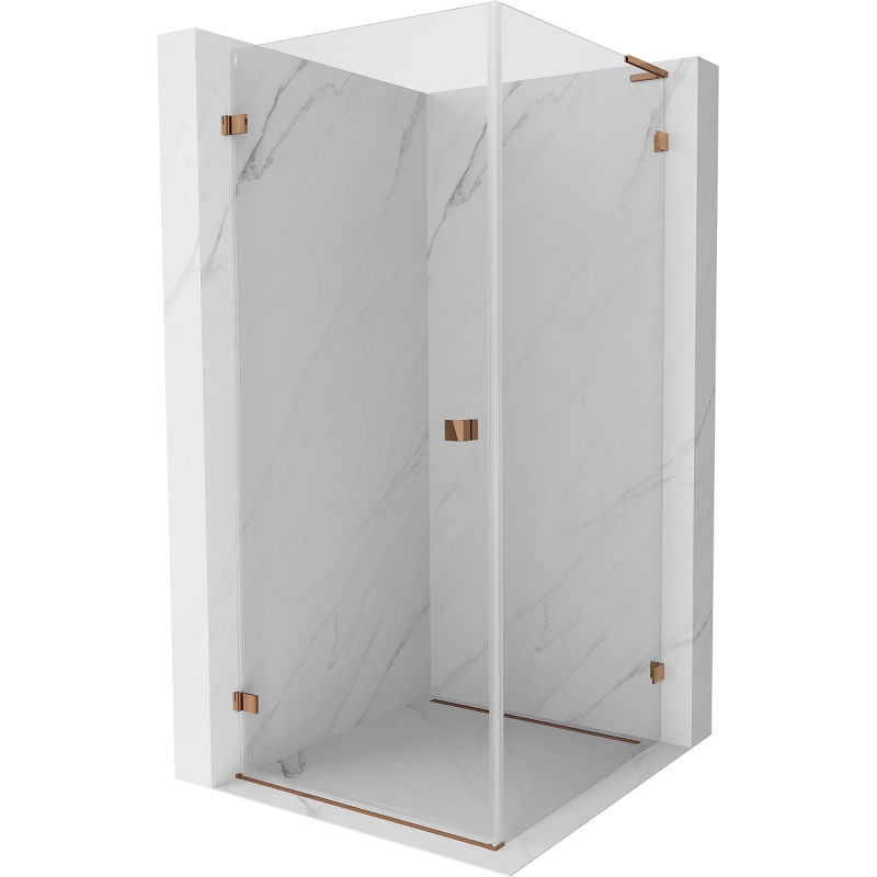 Mexen Lunar-B L draaideur douchecabine links 80 x 80 cm, transparant, roze goud - 832L-080-080-60-00-L