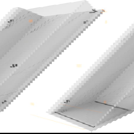 Mexen Lunar-B L 90 x 80 cm avattava suihkukoppi vasen, läpinäkyvä, ruusukulta - 832L-090-080-60-00-L