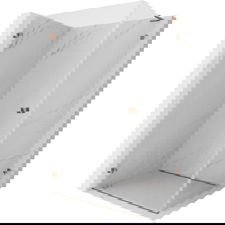 Mexen Lunar-B L leva nagibna tuš kabina 95 x 80 cm, transparentna, rožnato zlato - 832L-095-080-60-00-L