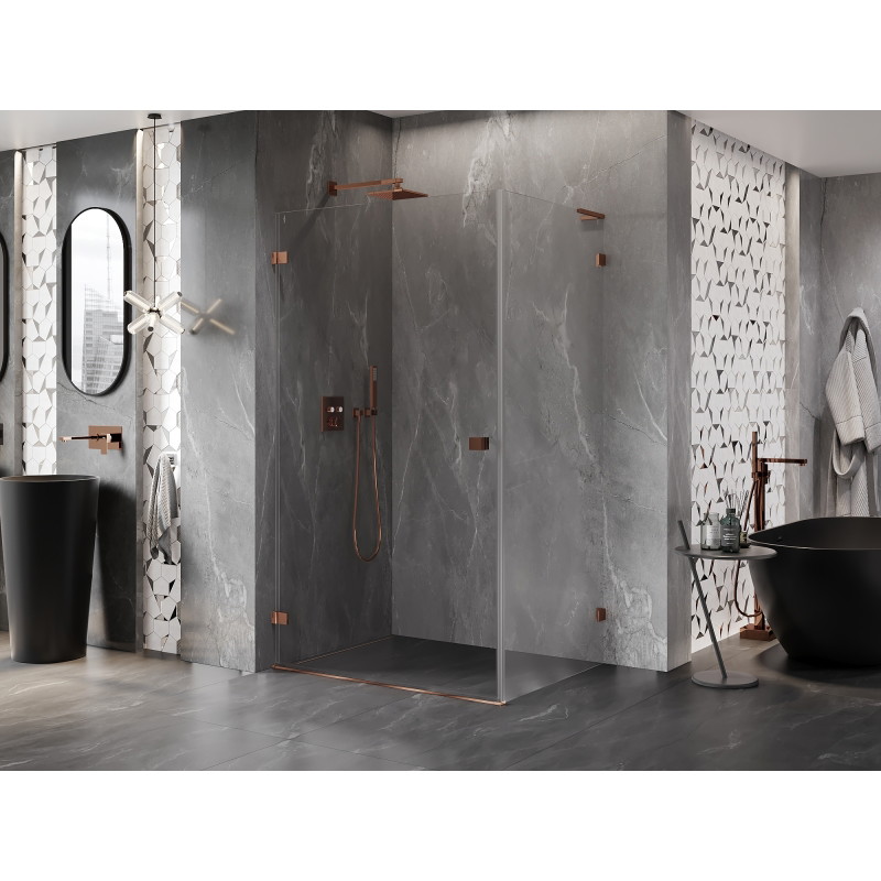 Mexen Lunar-B L dušikabiin, kallutatav vasak 100 x 90 cm, läbipaistev, roosa kuld - 832L-100-090-60-00-L