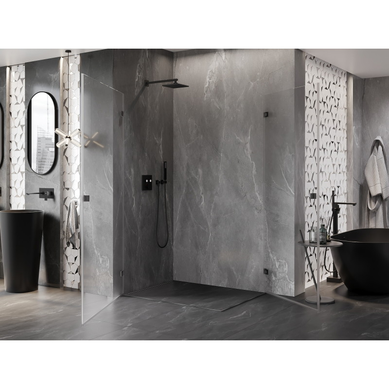 Mexen Lunar-B Duo tuš kabina s vratima na otvaranje 95 x 75 cm, prozirna, gun metal - 832-095L-075P-95-00