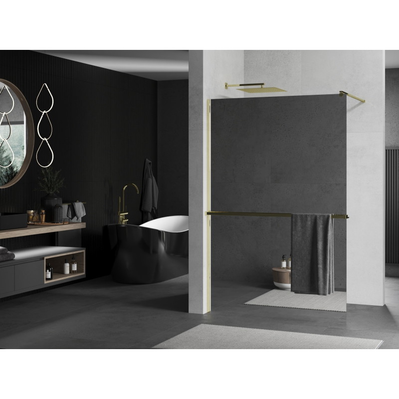 Mexen Kioto+ dušisein riiuliga Walk-in 70 x 200 cm, peegel, kuldne - 800-070-121-50-50