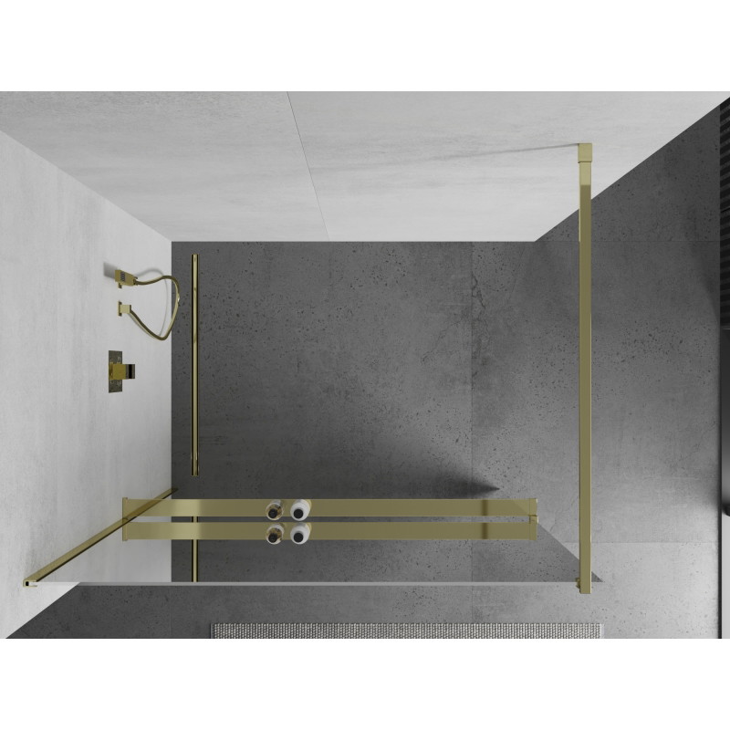 Mexen Kioto+ dušisein riiuliga Walk-in 70 x 200 cm, peegel, kuldne - 800-070-121-50-50