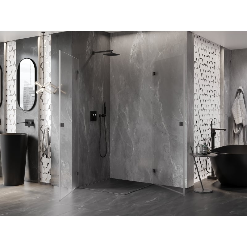 Mexen Lunar-B Duo cabina de ducha abatible 85 x 85 cm, transparente, gun metal - 832-085L-085P-95-00