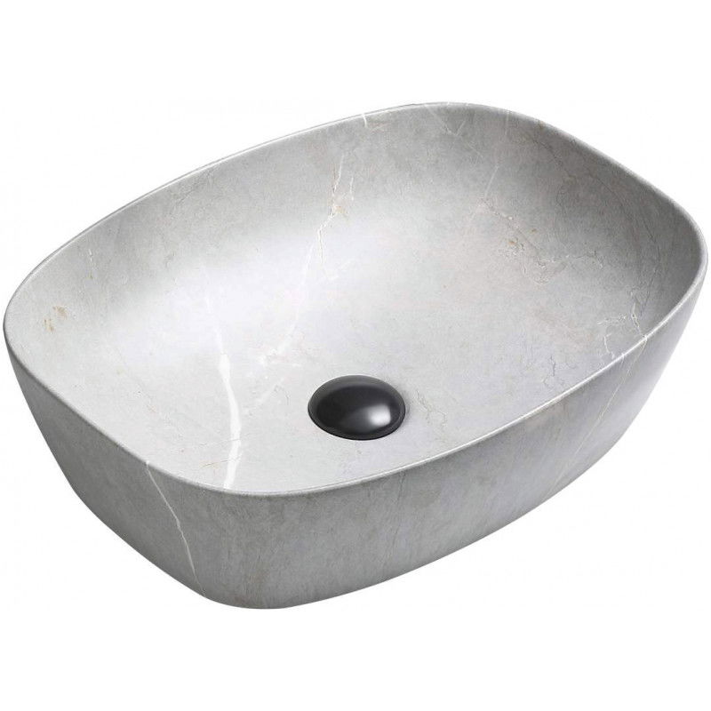 Mexen Editta lavabo da appoggio 49 x 37 cm, pietra grigia - 21384962