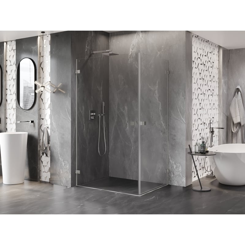 Mexen Lunar-B Duo cabine de douche pivotante 85 x 70 cm, transparent, nickel brossé - 832-085L-070P-97-00
