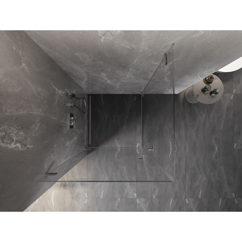 Mexen Lunar-B Duo pregibna tuš kabina 85 x 85 cm, prozorna, brušen nikelj - 832-085L-085P-97-00