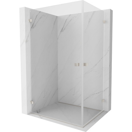 Mexen Lunar-B Duo kutna tuš kabina s preklopnim vratima 95 x 90 cm, prozirna, brušeni nikal - 832-095L-090P-97-00