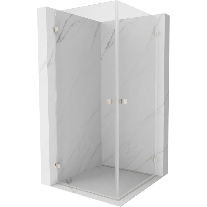 Mexen Lunar-B Duo douchecabine draaibaar 100 x 100 cm, transparant, geborsteld nikkel - 832-100L-100P-97-00