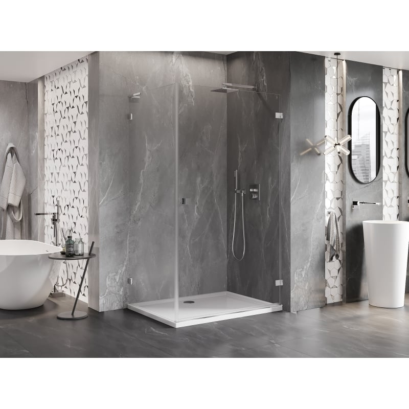 Mexen Lunar-B L desna preklopna tuš kabina 100 x 80 cm, prozirna, kromirana - 832L-100-080-01-00-P