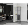 Mexen Kioto+ dušisein riiuliga Walk-in 70 x 200 cm, must ruudustik, kuldne - 800-070-121-50-77