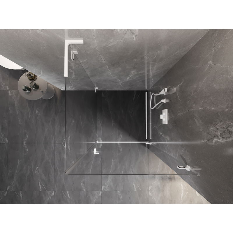 Mexen Lunar-B L δεξιά ανοιγόμενη ντουζιέρα 70 x 70 cm, διαφανής, λευκή