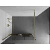 Mexen Kioto+ ścianka prysznicowa z półką Walk-in 100 x 200 cm, czarna kratka, złota - 800-100-121-50-77