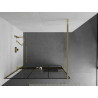 Mexen Kioto+ dušisein riiuliga Walk-in 110 x 200 cm, must ruudustik, kuldne - 800-110-121-50-77