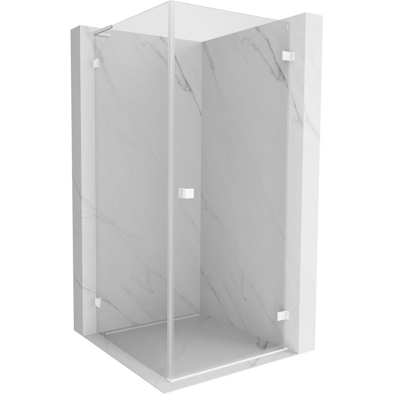 Mexen Lunar-B L Duschkabine schwenkbar rechts 80 x 80 cm, transparent, weiß - 832L-080-080-20-00-P