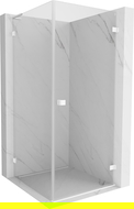 Mexen Lunar-B L cabine de douche pivotante droite 90 x 90 cm, transparent, blanc - 832L-090-090-20-00-P