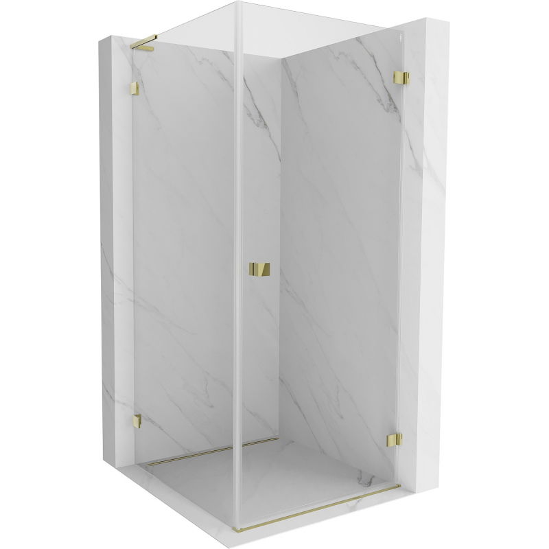 Mexen Lunar-B L Duschkabine, rechts öffnend, 70 x 70 cm, transparent, gold - 832L-070-070-50-00-P