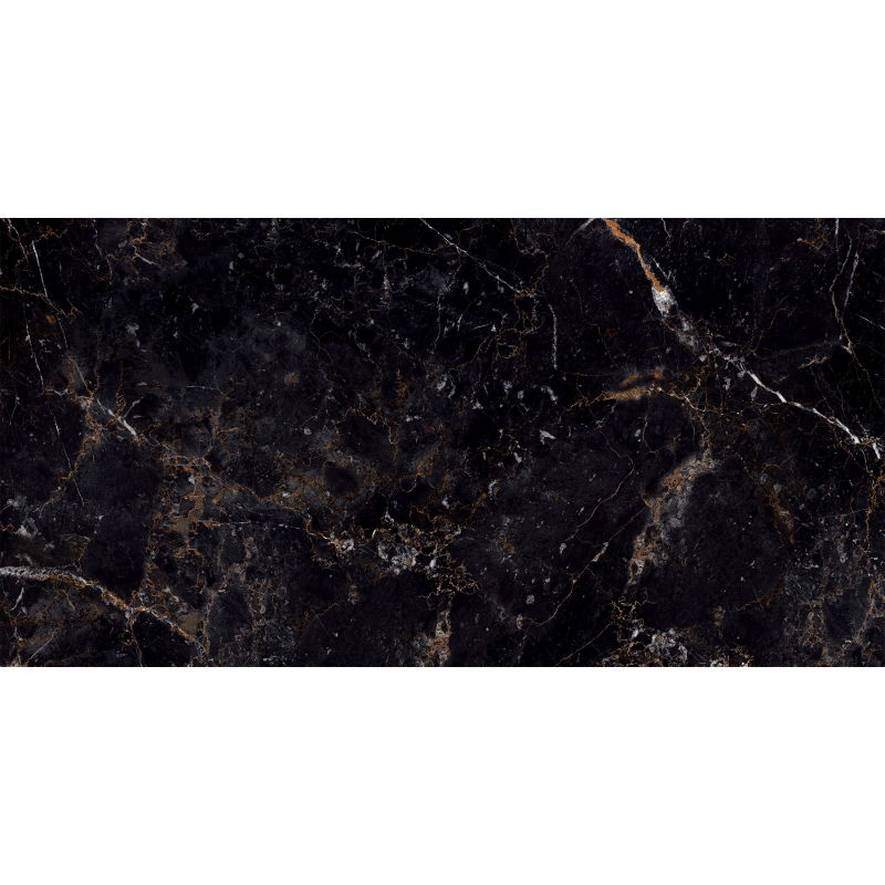 Mexen Champion Gres preto vidrado retificado G1, azulejo de piso e parede 120 x 60 cm, alto brilho - TL202-120-060-00