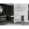 Mexen Kioto+ ścianka prysznicowa z półką Walk-in 90 x 200 cm, biały wzór, złota - 800-090-121-50-85