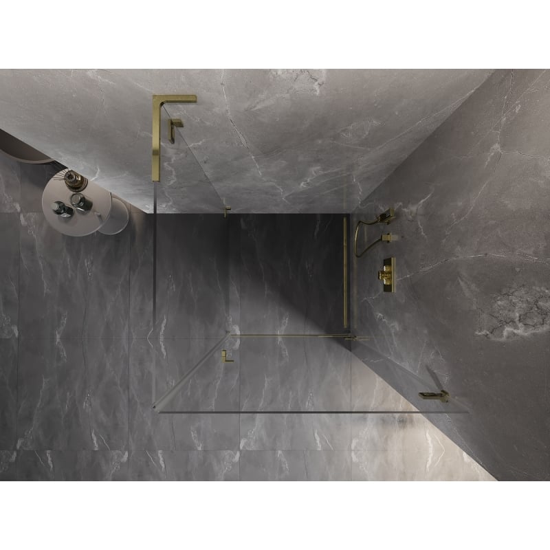 Mexen Lunar-B L kabina prysznicowa uchylna prawa 80 x 80 cm, transparent, złota - 832L-080-080-50-00-P