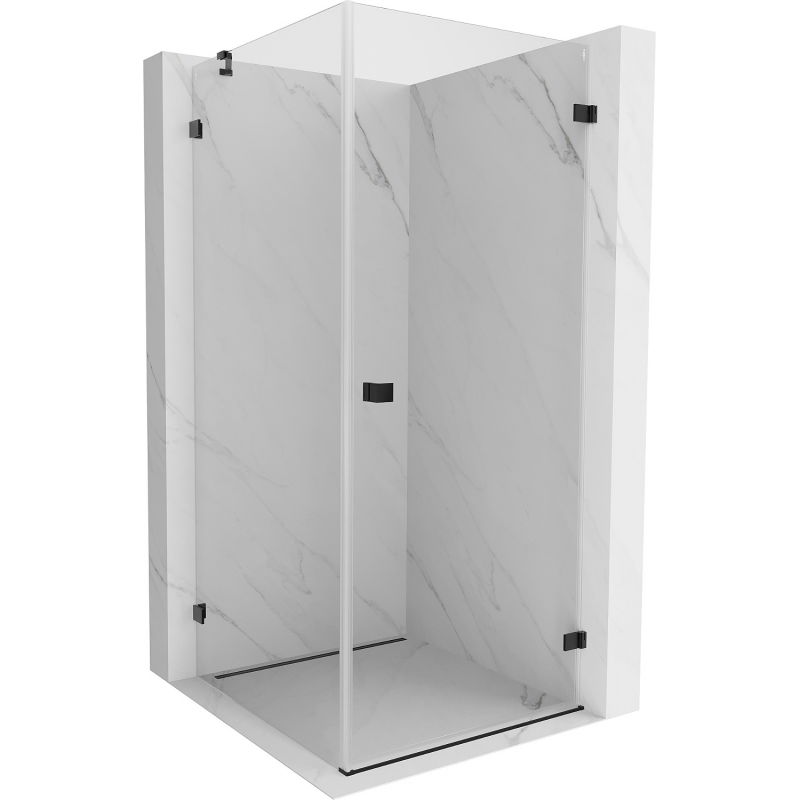 Mexen Lunar-B cabina doccia battente destra 80 x 80 cm, trasparente, nera - 832-080-080-70-00-P