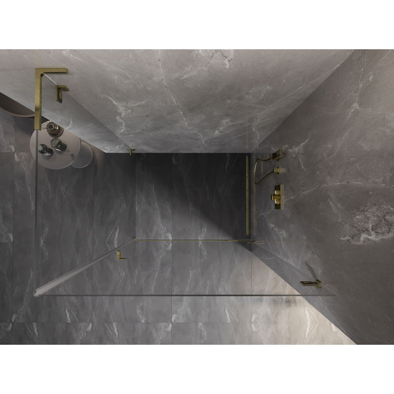 Mexen Lunar-B L douchecabine scharnierend rechts 95 x 80 cm, transparant, goud - 832L-095-080-50-00-P