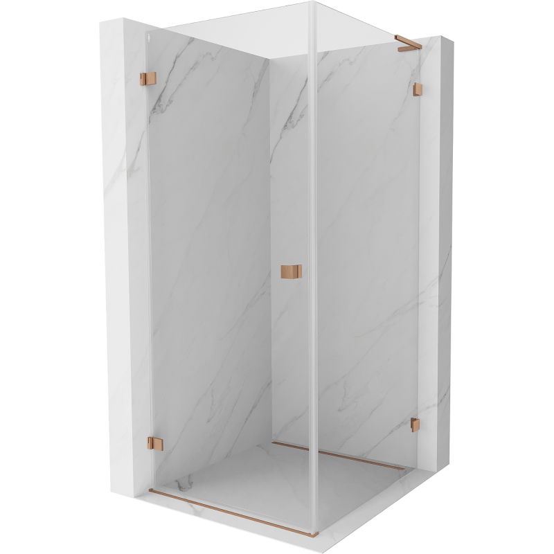 Mexen Lunar-B L Duschkabine Schwingtür links 80 x 80 cm, transparent, gebürstetes Kupfer - 832L-080-080-65-00-L