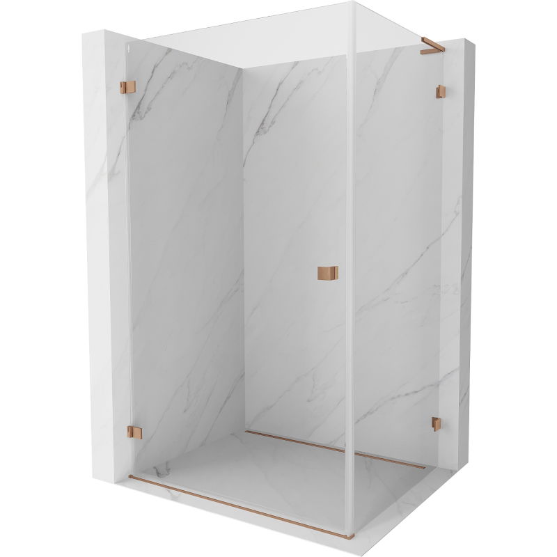 Mexen Lunar-B L Duschkabine schwenkbar links 90 x 80 cm, transparent, gebürstetes Kupfer - 832L-090-080-65-00-L