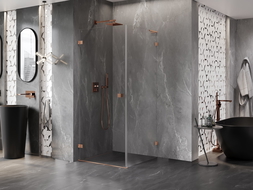 Mexen Lunar-B L cabine de douche pivotante gauche 90 x 90 cm, transparent, cuivre brossé - 832L-090-090-65-00-L