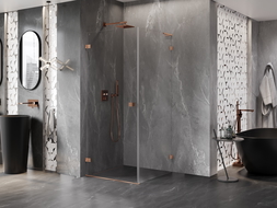 Mexen Lunar-B L shower enclosure hinged left 90 x 90 cm, transparent, brushed copper - 832L-090-090-65-00-L