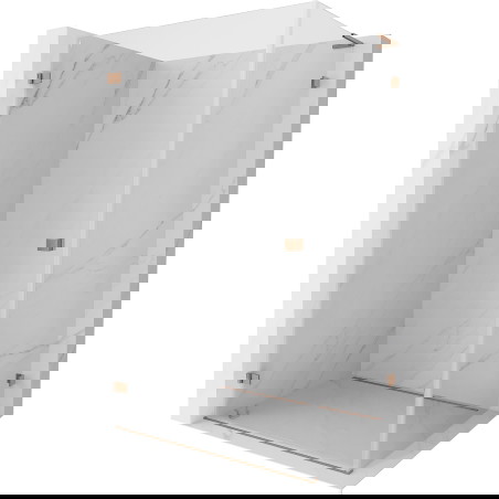 Mexen Lunar-B L nagibna levo usmerjena prha 95 x 90 cm, prozorna, brušen baker - 832L-095-090-65-00-L