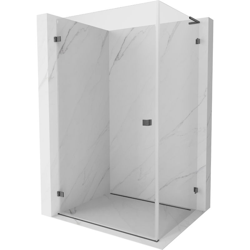 Mexen Lunar-B L Duschkabine mit Klapptür links 85 x 70 cm, transparent, gebürstet Gun Gray - 832L-085-070-66-00-L