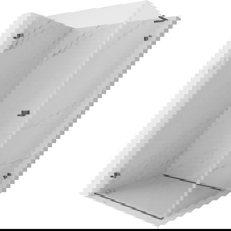 Mexen Lunar-B L Duschkabine schwenkbar links 90 x 80 cm, transparent, gebürstet Gun Gray - 832L-090-080-66-00-L