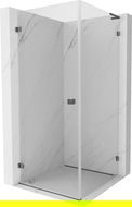 Mexen Lunar-B L Duschkabine schwenkbar links 90 x 90 cm, transparent, gebürstetes Gun Gray - 832L-090-090-66-00-L
