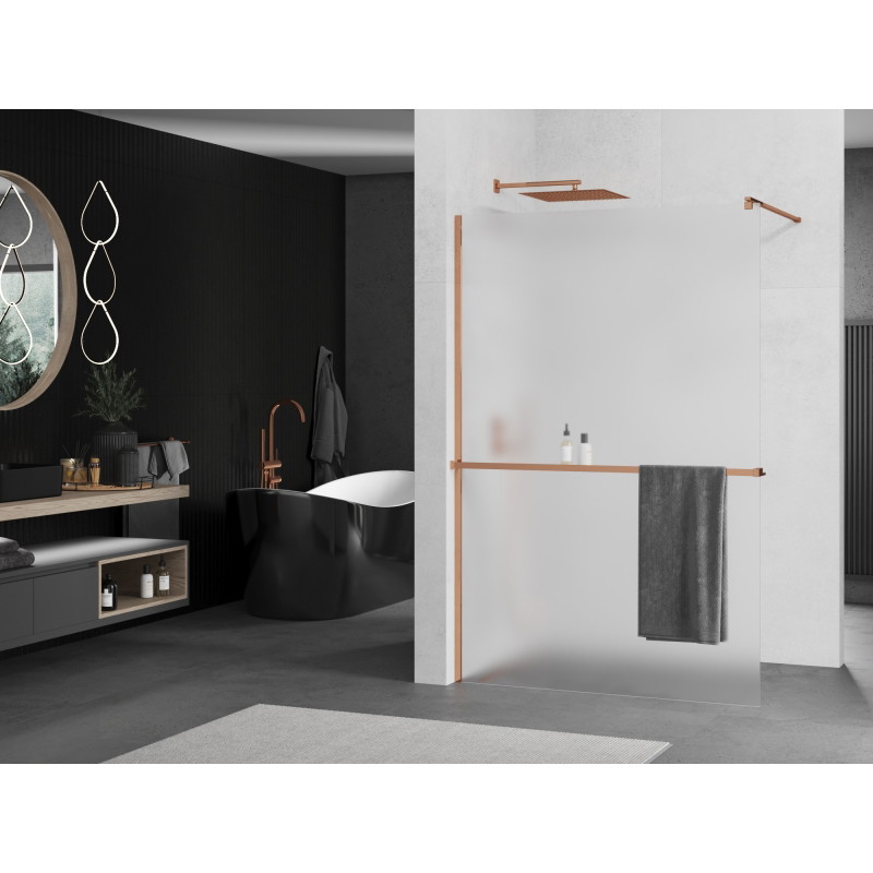 Mexen Kioto+ dušisein riiuliga Walk-in 70 x 200 cm, härmatis, roosa kuld - 800-070-121-60-30