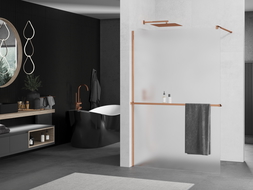Mexen Kioto+ Walk-in Shower Screen with Shelf 80 x 200 cm, Frosted, Rose Gold - 800-080-121-60-30